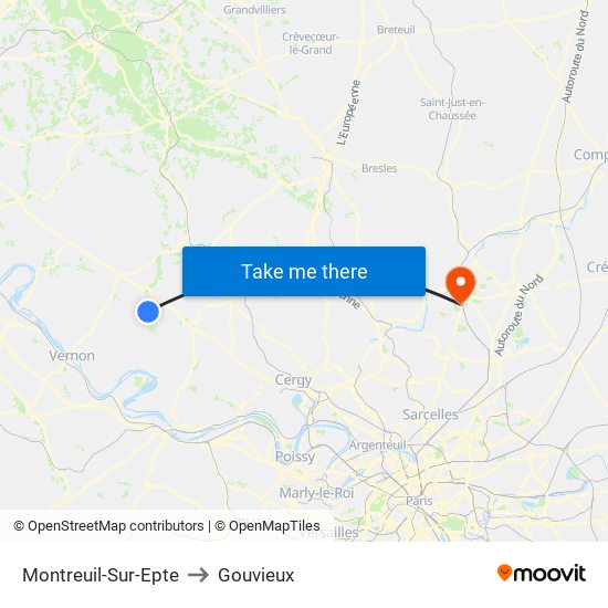 Montreuil-Sur-Epte to Gouvieux map