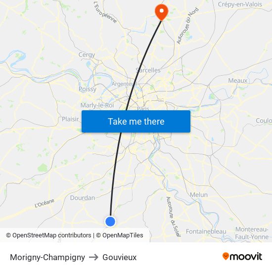 Morigny-Champigny to Gouvieux map