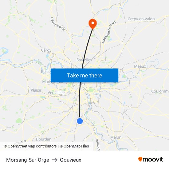 Morsang-Sur-Orge to Gouvieux map