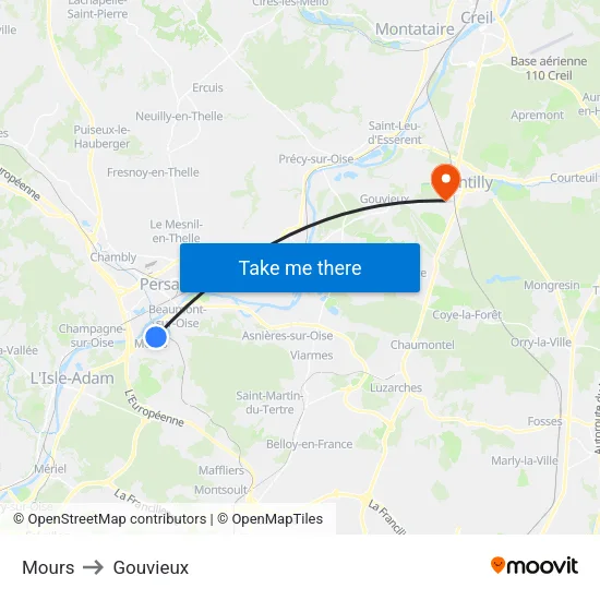 Mours to Gouvieux map