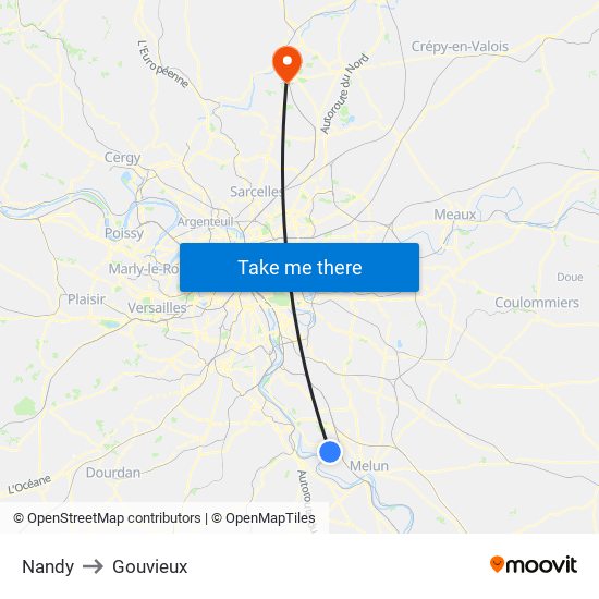 Nandy to Gouvieux map