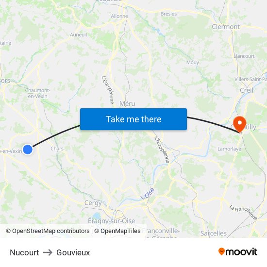 Nucourt to Gouvieux map