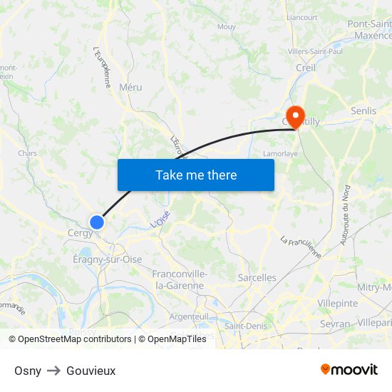 Osny to Gouvieux map