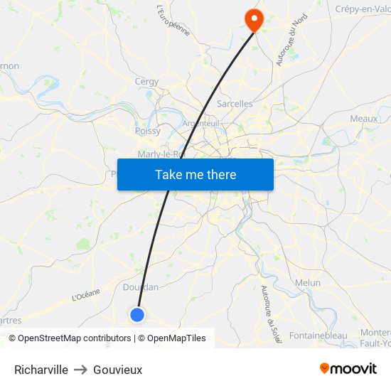 Richarville to Gouvieux map