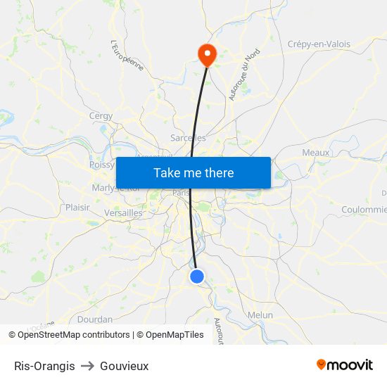 Ris-Orangis to Gouvieux map