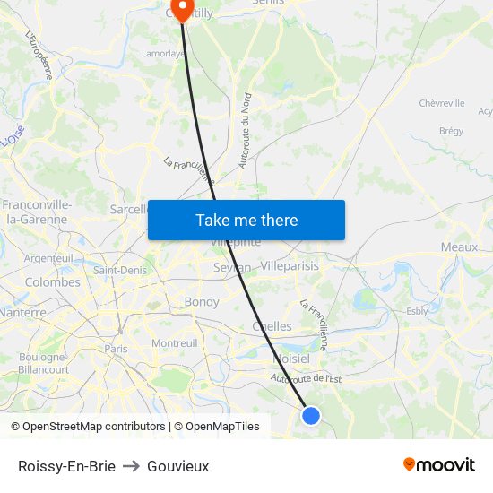 Roissy-En-Brie to Gouvieux map
