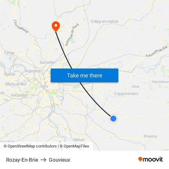 Rozay-En-Brie to Gouvieux map
