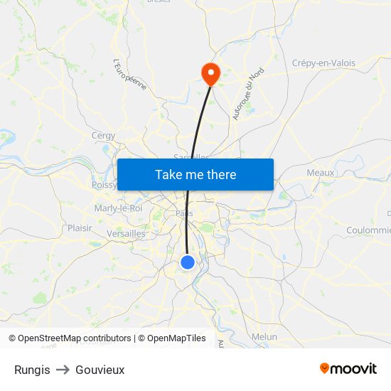Rungis to Gouvieux map