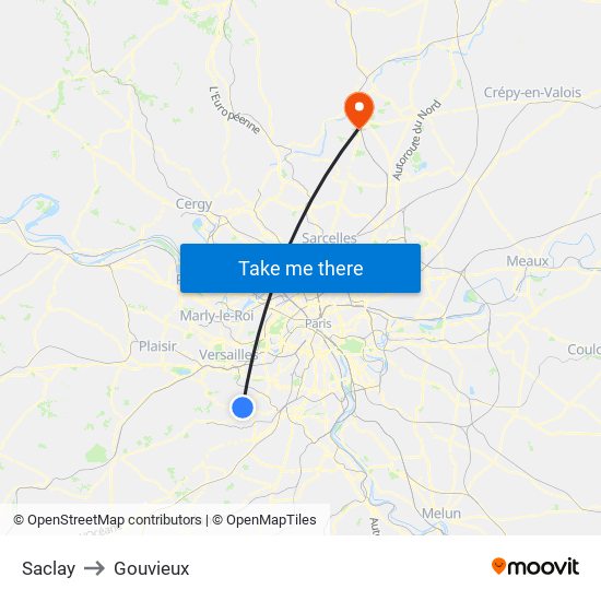 Saclay to Gouvieux map
