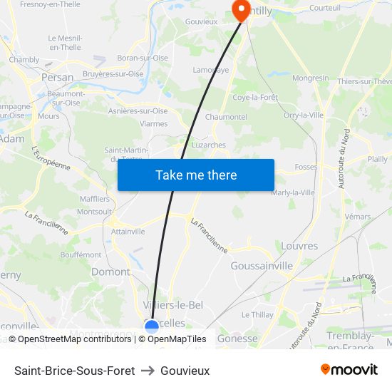 Saint-Brice-Sous-Foret to Gouvieux map