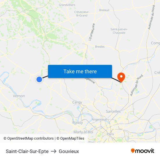 Saint-Clair-Sur-Epte to Gouvieux map