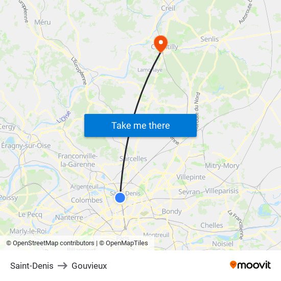 Saint-Denis to Gouvieux map