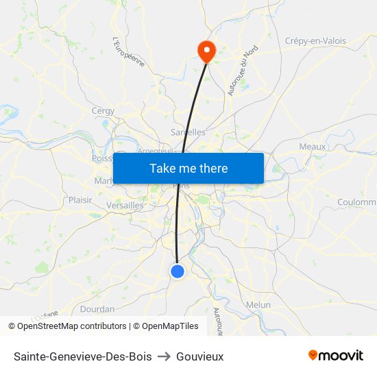 Sainte-Genevieve-Des-Bois to Gouvieux map