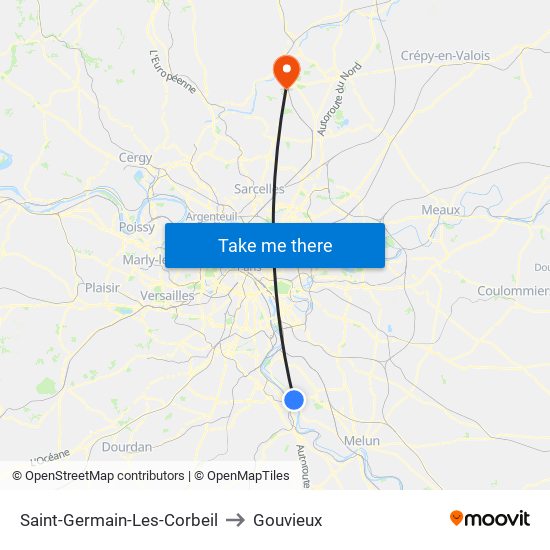 Saint-Germain-Les-Corbeil to Gouvieux map