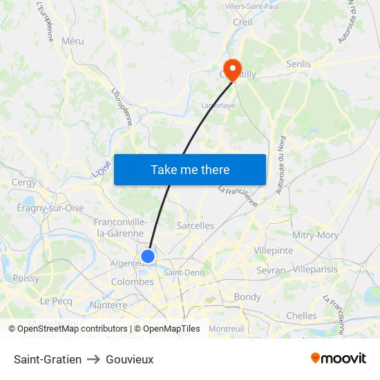 Saint-Gratien to Gouvieux map