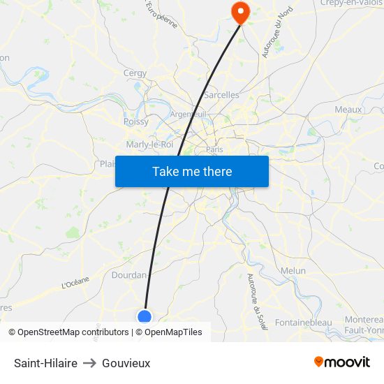Saint-Hilaire to Gouvieux map