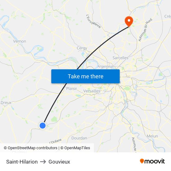 Saint-Hilarion to Gouvieux map
