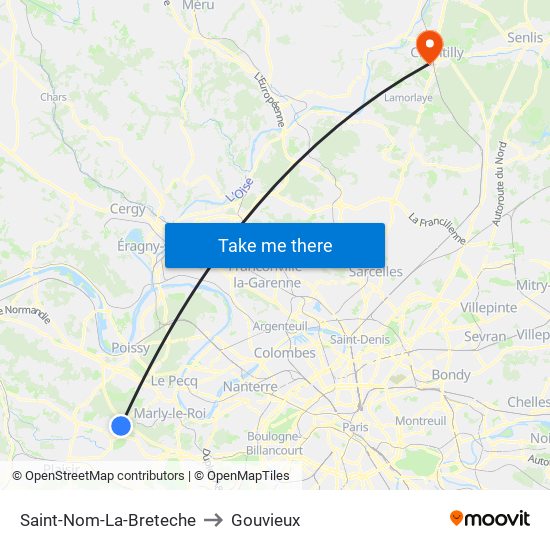 Saint-Nom-La-Breteche to Gouvieux map