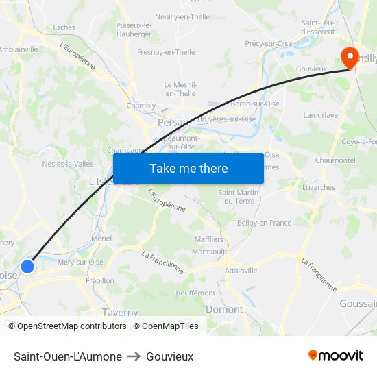 Saint-Ouen-L'Aumone to Gouvieux map