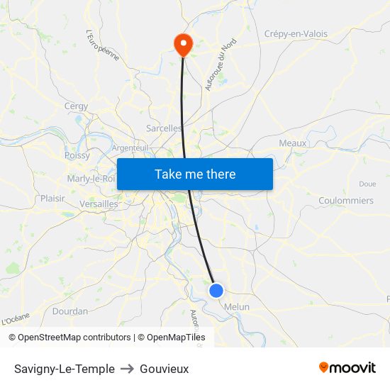 Savigny-Le-Temple to Gouvieux map