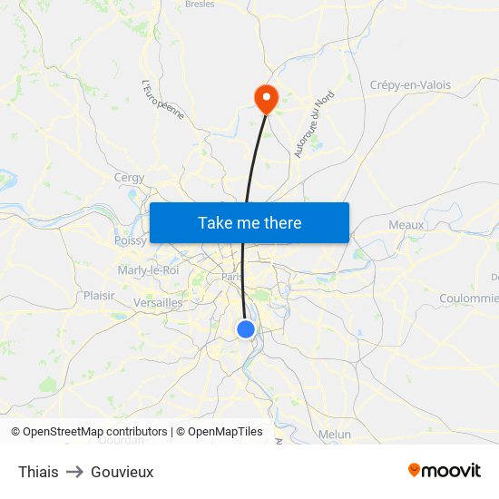 Thiais to Gouvieux map