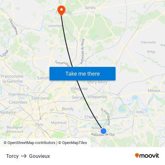 Torcy to Gouvieux map