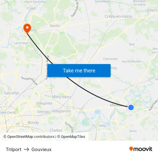 Trilport to Gouvieux map