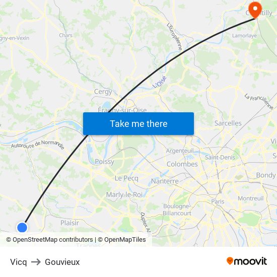 Vicq to Gouvieux map