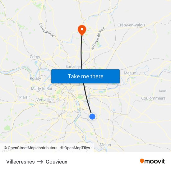 Villecresnes to Gouvieux map