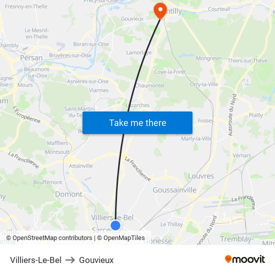Villiers-Le-Bel to Gouvieux map