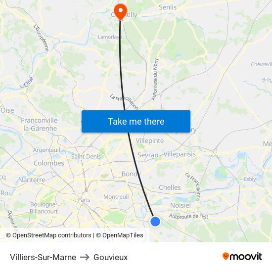 Villiers-Sur-Marne to Gouvieux map