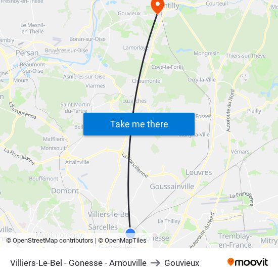 Villiers-Le-Bel - Gonesse - Arnouville to Gouvieux map
