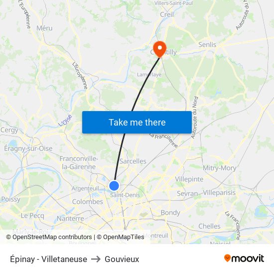 Épinay - Villetaneuse to Gouvieux map