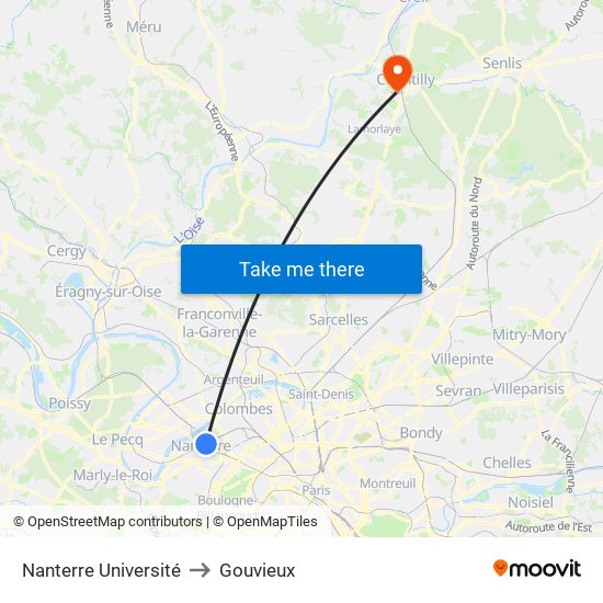 Nanterre Université to Gouvieux map