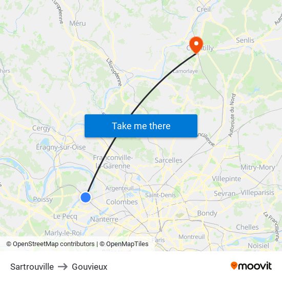 Sartrouville to Gouvieux map