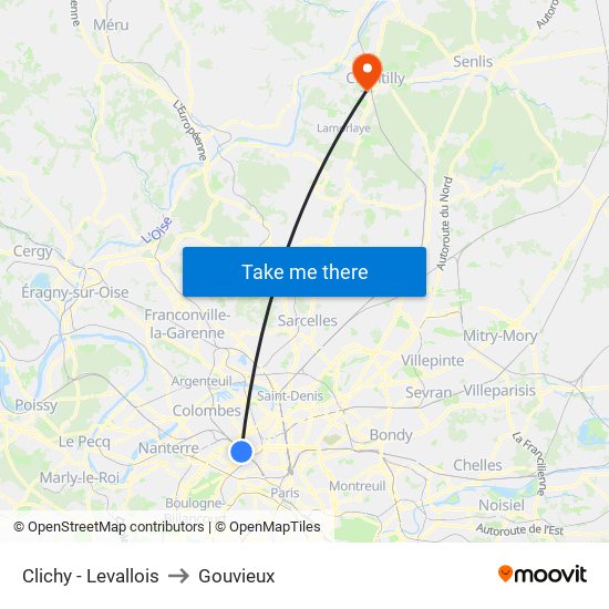 Clichy - Levallois to Gouvieux map