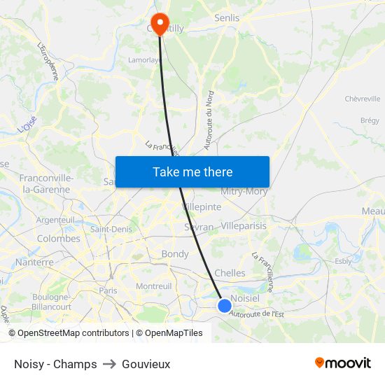 Noisy - Champs to Gouvieux map