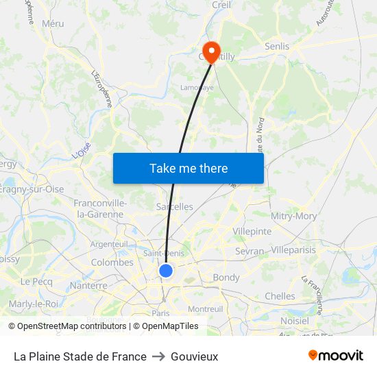 La Plaine Stade de France to Gouvieux map