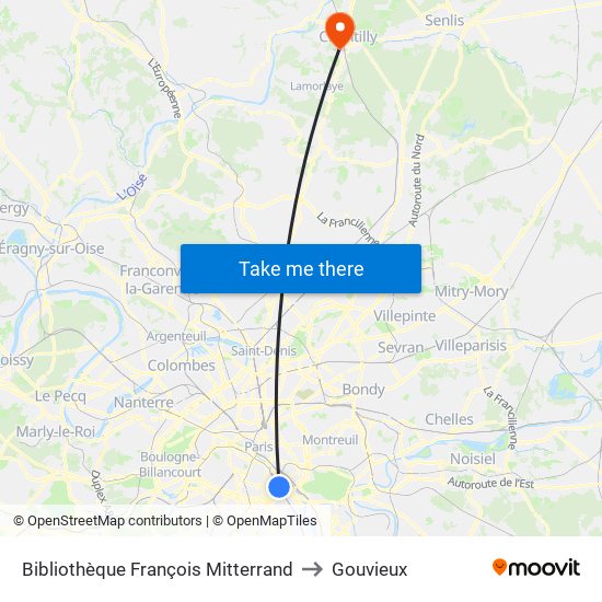 Bibliothèque François Mitterrand to Gouvieux map