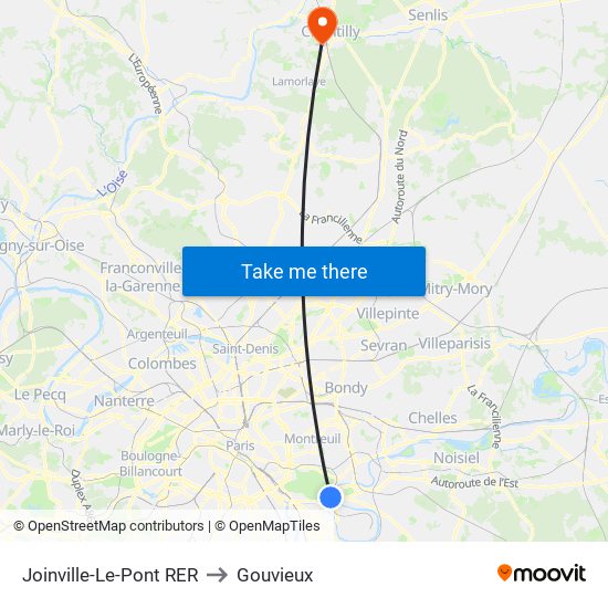 Joinville-Le-Pont RER to Gouvieux map
