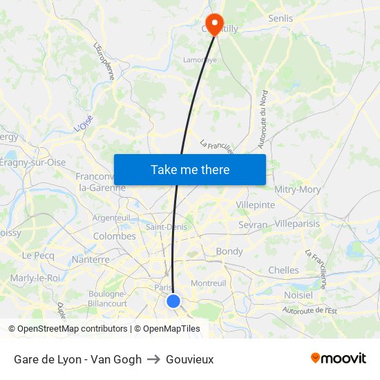 Gare de Lyon - Van Gogh to Gouvieux map