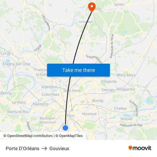 Porte D'Orléans to Gouvieux map