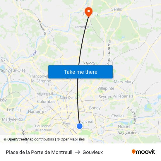 Place de la Porte de Montreuil to Gouvieux map