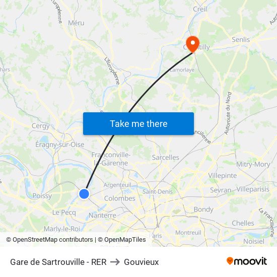 Gare de Sartrouville - RER to Gouvieux map