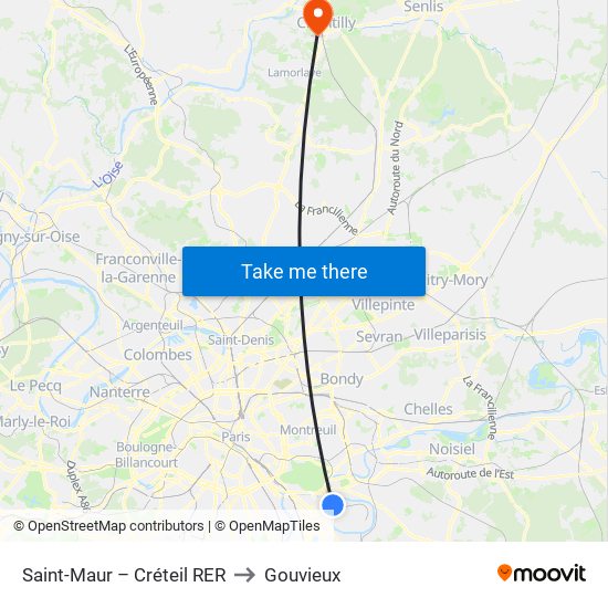 Saint-Maur – Créteil RER to Gouvieux map