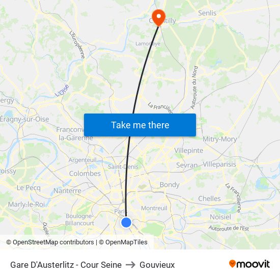 Gare D'Austerlitz - Cour Seine to Gouvieux map