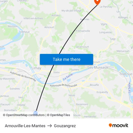 Arnouville-Les-Mantes to Gouzangrez map