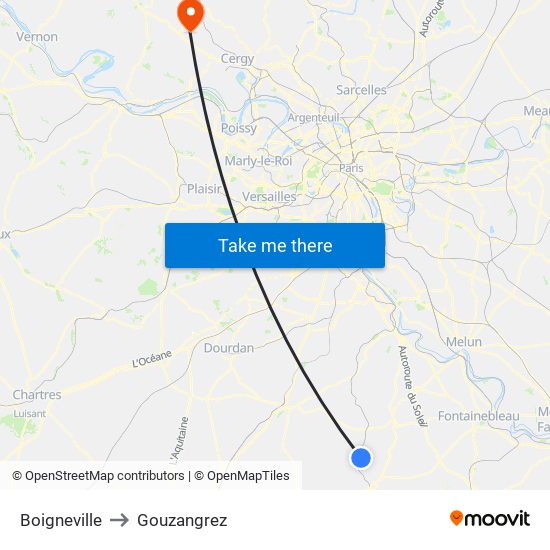 Boigneville to Gouzangrez map