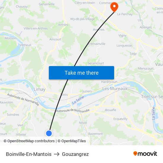 Boinville-En-Mantois to Gouzangrez map
