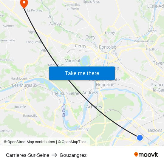 Carrieres-Sur-Seine to Gouzangrez map